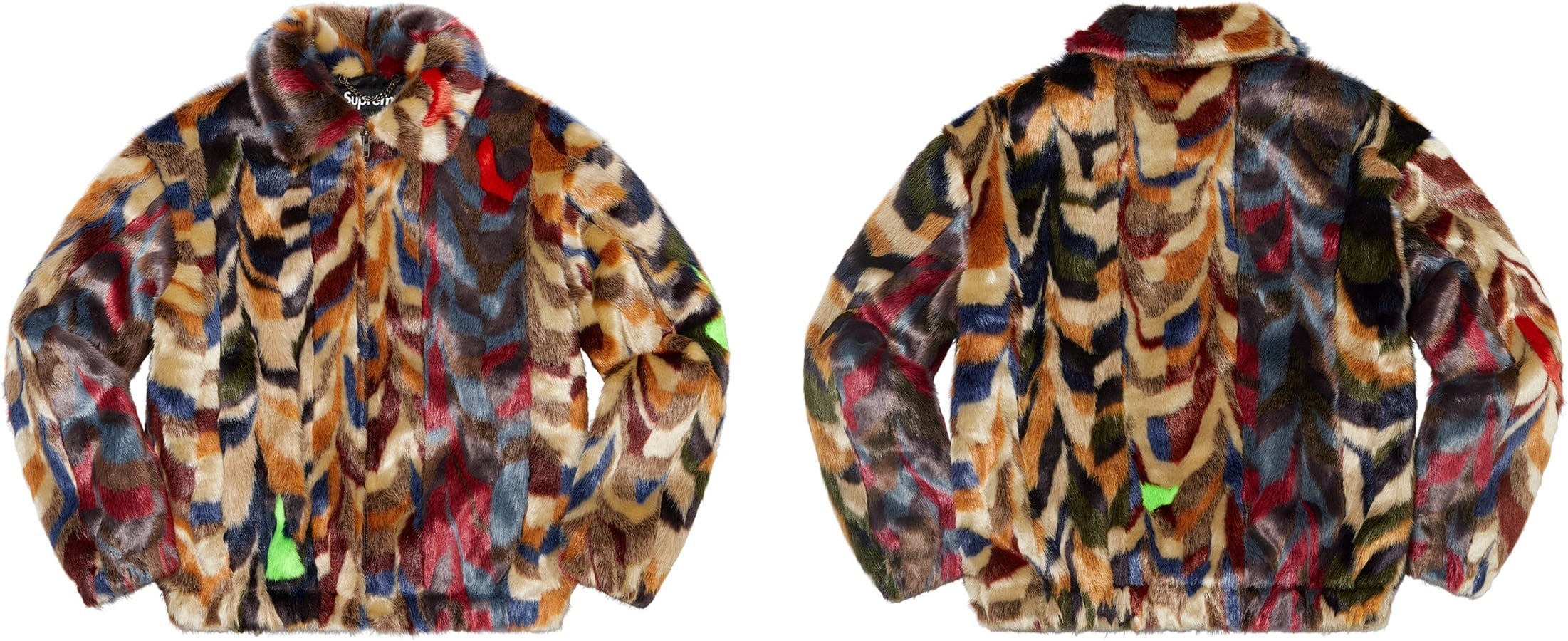 Multicolor Faux Fur Bomber Jacket